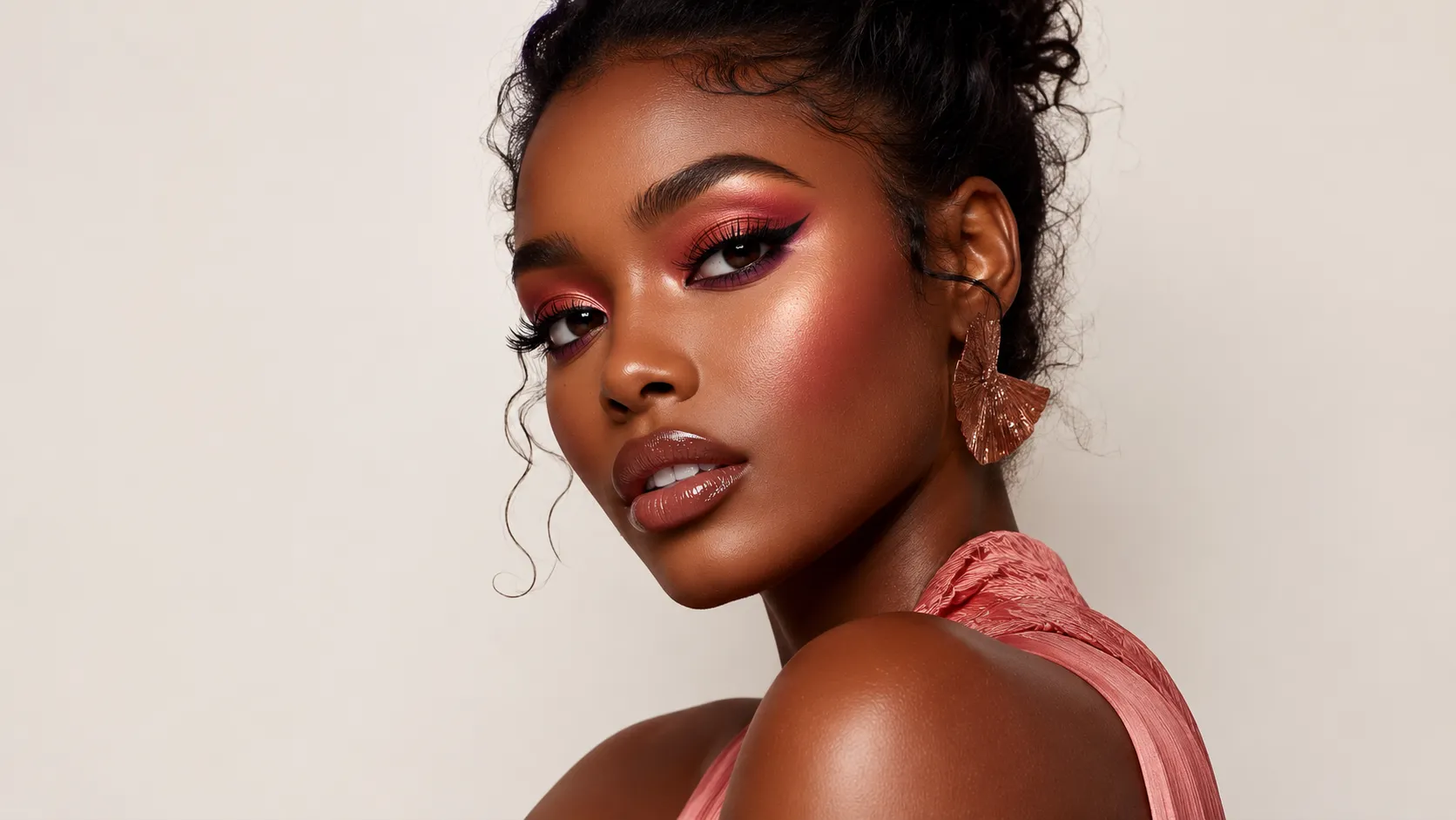 Beautiful black lady with perfect makeup